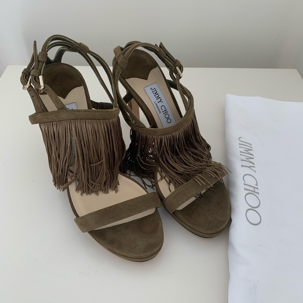 Jimmy Choo Suede Fringe Sandals- NWT
